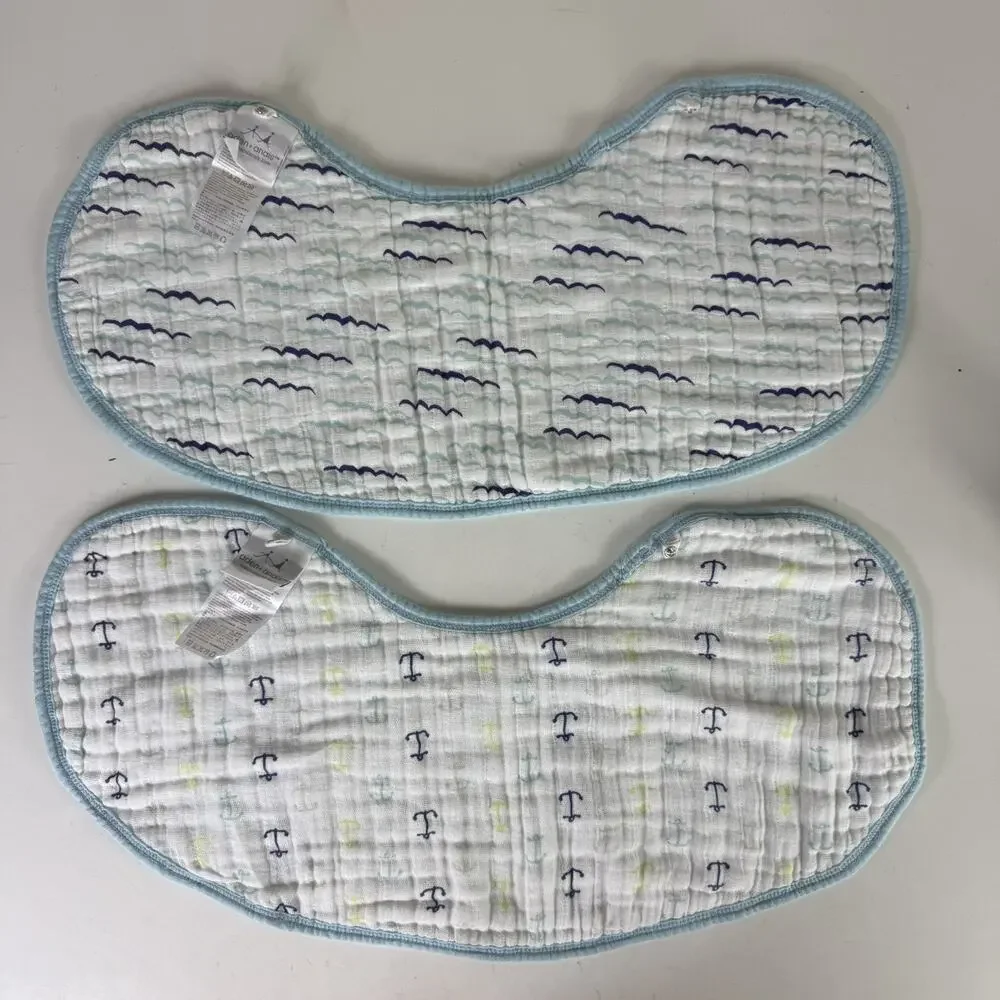 Lot Of 2 Aden + Anais Burpy Bib Classic Muslin Cotton Breathable